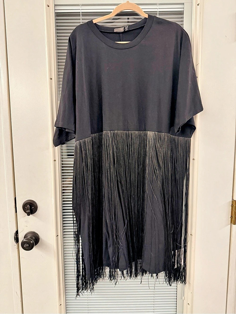 COS Black Fringe Mini Dress Size 8 Like New